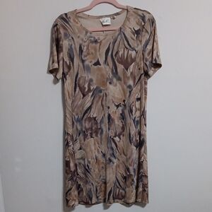 Kathie Lee Collection Tan and Brown Short Sleeve Tunic